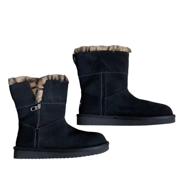 Koolaburra  by Ugg Women’s Aribel Black Leopard Suede Short Winter Boots Size 6 - Picture 8 of 11